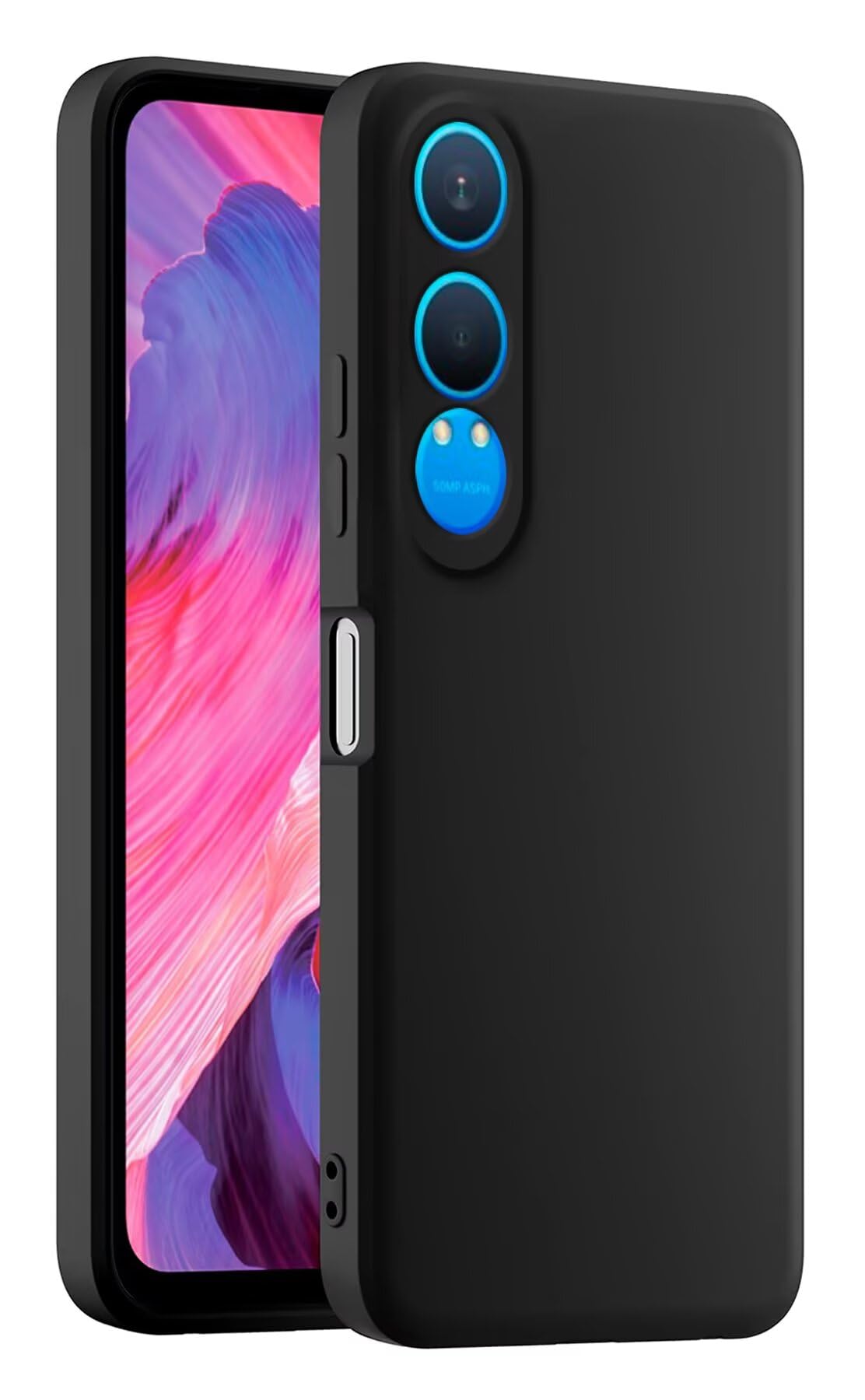 HULLIN Colorful Silicone Phone Case Cover, Suitable for OnePlus Nord CE4 Lite 5G (6.67") - Black
