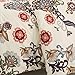 KINA LINEN 3 Piece Floral Duvet Cover Set, Luxury Soft Brushed Microfiber Fabric, Full Queen Size, Cream Color