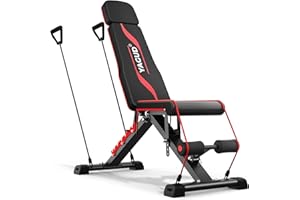 YAGUD Adjustable Weight Bench, Bench Press for Full Body Workout, 880 Lbs Workout Bench for Home Gym with Barbell Rack, Strength Training Stable Incline Decline Bench with Leg Developer