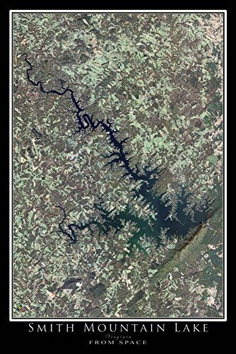 Smith Mountain Lake Virginia Satellite Poster Map S 12 x 18 inch