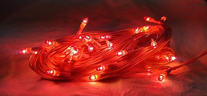 Rice String Light Strip of 10 Meter Serial Bulbs Decoration Lighting for Diwali Christmas Navratri Festival (Red, Pack of 2)