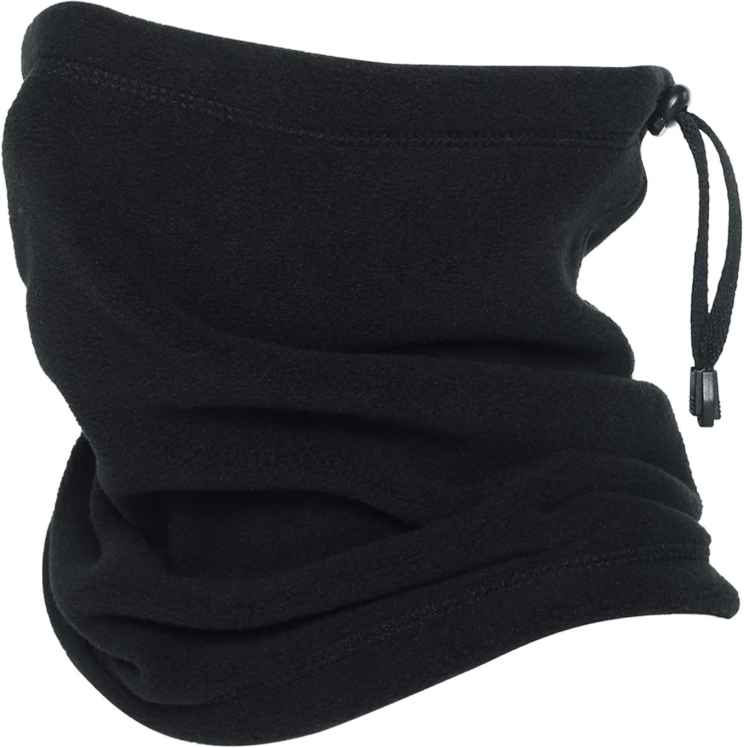Oscenny Snoods for Men Adjustable Drawstring Stretch Anti-Static Thick Fleece Washable Neck Gaiter for Chilly Cold Weather for Men Women Ski Cycling Motorcycle Running Bike(Black)