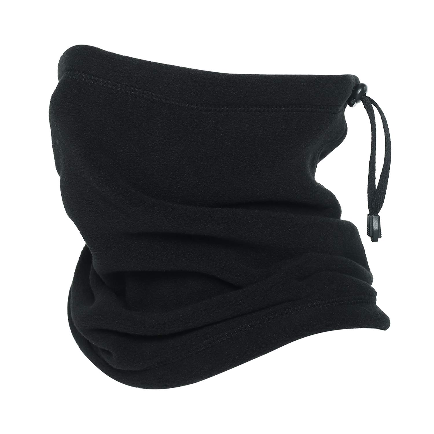 Oscenny Snoods for Men Adjustable Drawstring Stretch Anti-Static Thick Fleece Washable Neck Gaiter for Chilly Cold Weather for Men Women Ski Cycling Motorcycle Running Bike(Black)