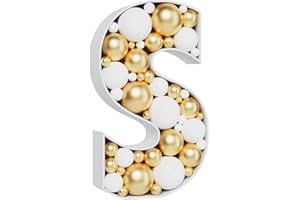 MEYSIMOON 3FT Large Marquee Letters Mosaic Balloon Frame Pre-cut Foam Board Marquee Light Up Letters S for Birthday Party Decorations,Wedding,Baby Shower DIY Party Supplies (Letter S)