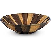 Arthur Court Salad Bowl Acacia Wood Serving for Fruits or Salads Wok Wave Style Extra Large 16 inch Diameter x 4.5 inch Tall