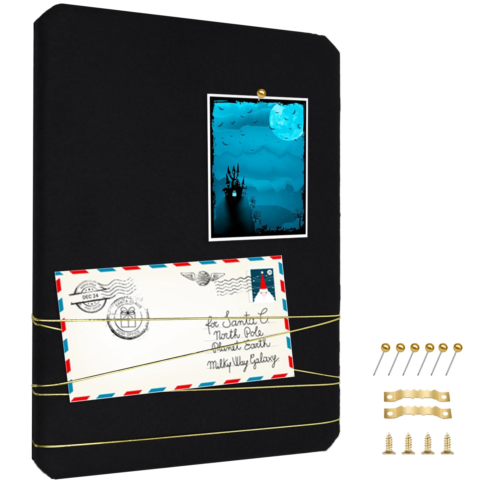 Umtiti Black Fabric Memo Bulletin Board, 26 x 36 cm Velvet Pin Board, Memory Board for Wall to Display Photos, Memos, Pictures, Notes(BK-2636)