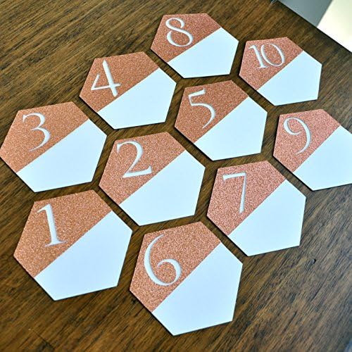 Table Numbers for Wedding. Geometric Wedding Decor. Rose Gold Wedding Table Numbers. Wedding Number Cards 1-10.