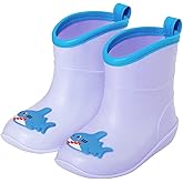 FUNCOO PLUS Toddler Kids Rain Boots Baby Rain Shoes Children Easy On Waterproof Boots for Boys and Girls