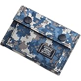 JEMINAL Camo Bifold Wallet for Men Thin Nylon Short Wallet with Cash Zipper Pocket Blue
