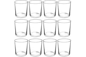 PMLAND Clear Glass Votive Candle Tealight Holders - Bulk Pack of 12