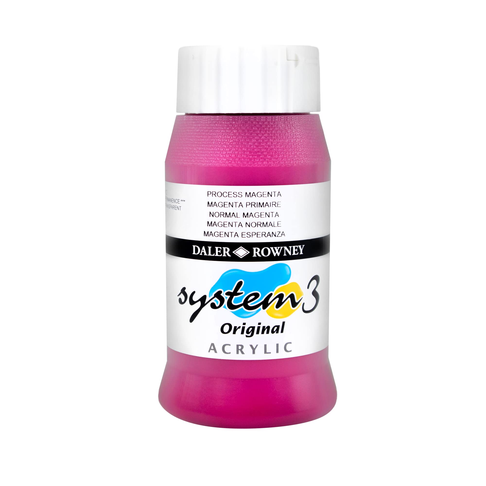 Daler-Rowney System3 Acrylic Paint, Plastic Pot, 16.91oz - 500 ml, Process Magenta