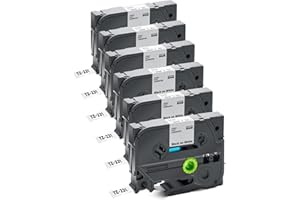 NUTTUTO Replacement for Brother Label Tape TZe, TZ, Tape, P-Touch Label Tape 12mm 0.47" Laminated White Label Maker TZe-231, Compatible with Brother P Touch-D210 PT-D220 PT-H110 PT-D600, 6 Pack