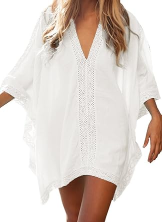 Landove Summer Cover Up Kaftan Womens V Neck Loose Beach 34 Sleeve Kimono Swimwear