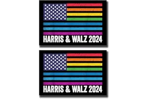 HMAQILU 2 Pack Harris Walz 2024 Magnet Kamala Harris Tim Walz Waltz for President Rainbow Car Magnet Auto Truck Fridge Magnetic Decal Bumper Magnet