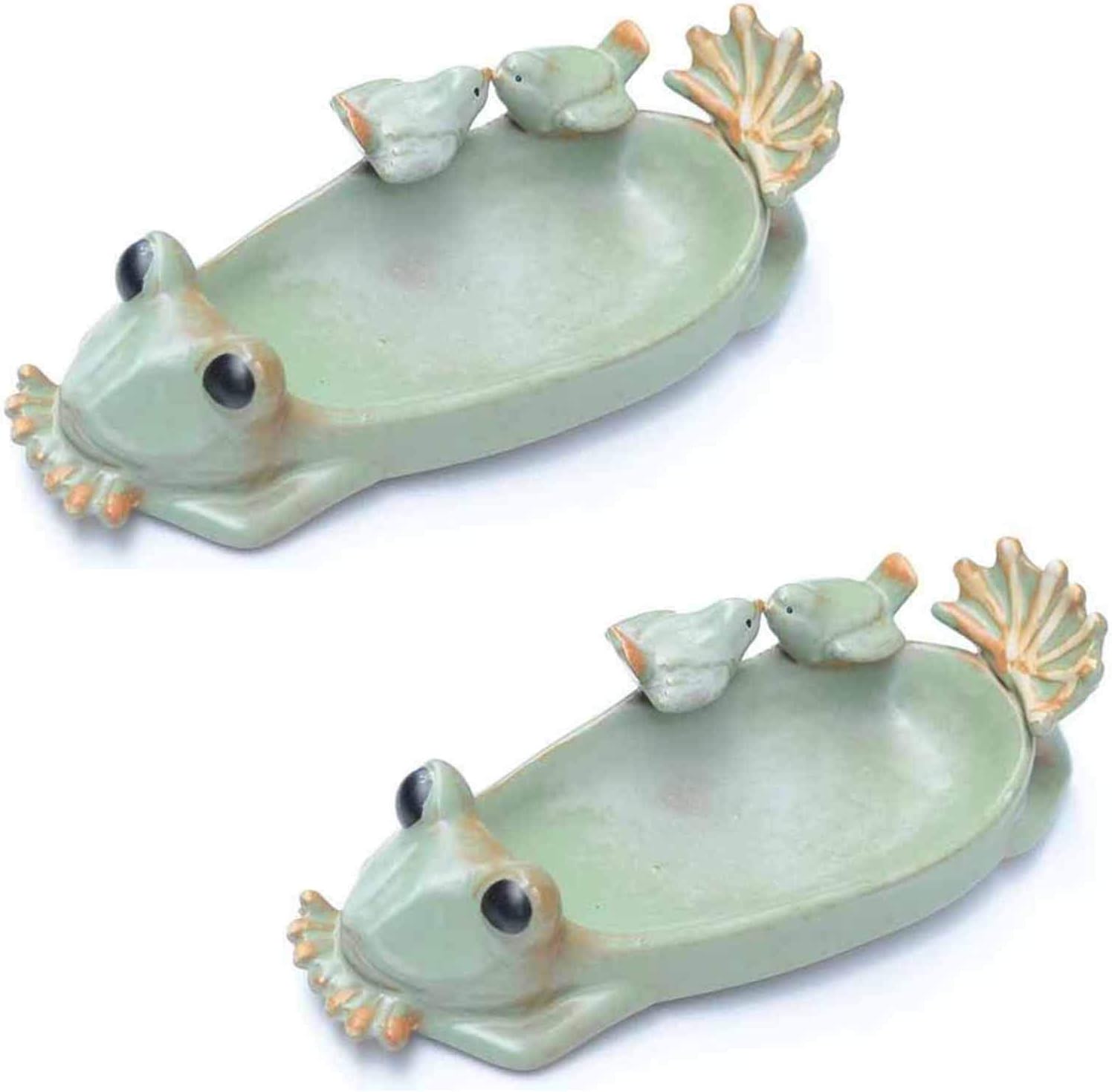 Amazon Co Jp 2pcsセラミックカエル鳥の餌箱 多肉植物プランター植木鉢コンテナ灰皿ジュエリーオーガナイザーホーム屋外装飾 ホーム キッチン