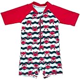 Achiyi Toddler Baby Boys' Swimwear One Piece UPF 50+ Swimsuit Boy Lovely Cartoon Prints Bathing Suit