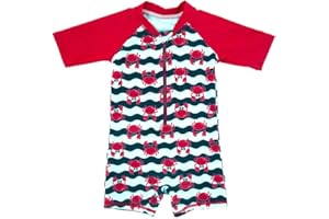 Achiyi Toddler Baby Boys' Swimwear One Piece UPF 50+ Swimsuit Boy Lovely Cartoon Prints Bathing Suit