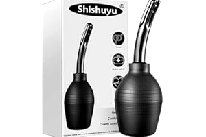 SHISHUYU 10 oz Enema Bulb Kit with Storage Bag- Anal or Vaginal Silicone Douche for Men or Women - Comfortable Cleaner（Black）