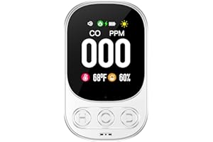 HAKINAKU 3-in-1 Plug in Carbon Monoxide Detectors Buil-it 1000 mAh Backup Battery Plug&Play with 2.1'' HD Screen [CO Temp Humidity] 85dB Alarm for Home Hotel Travel RV, HD08-B (White, 1-Pack)