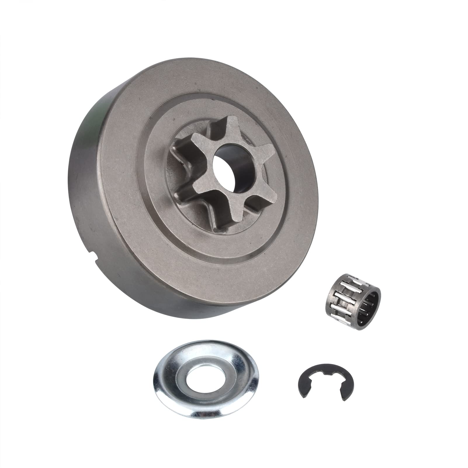 Cancanle 3/8 6T Clutch Drum Sprocket Washer E-Clip Kit for STIHL 017 018 021 023 025 MS170 MS180 MS210 MS230 MS250 Chainsaw