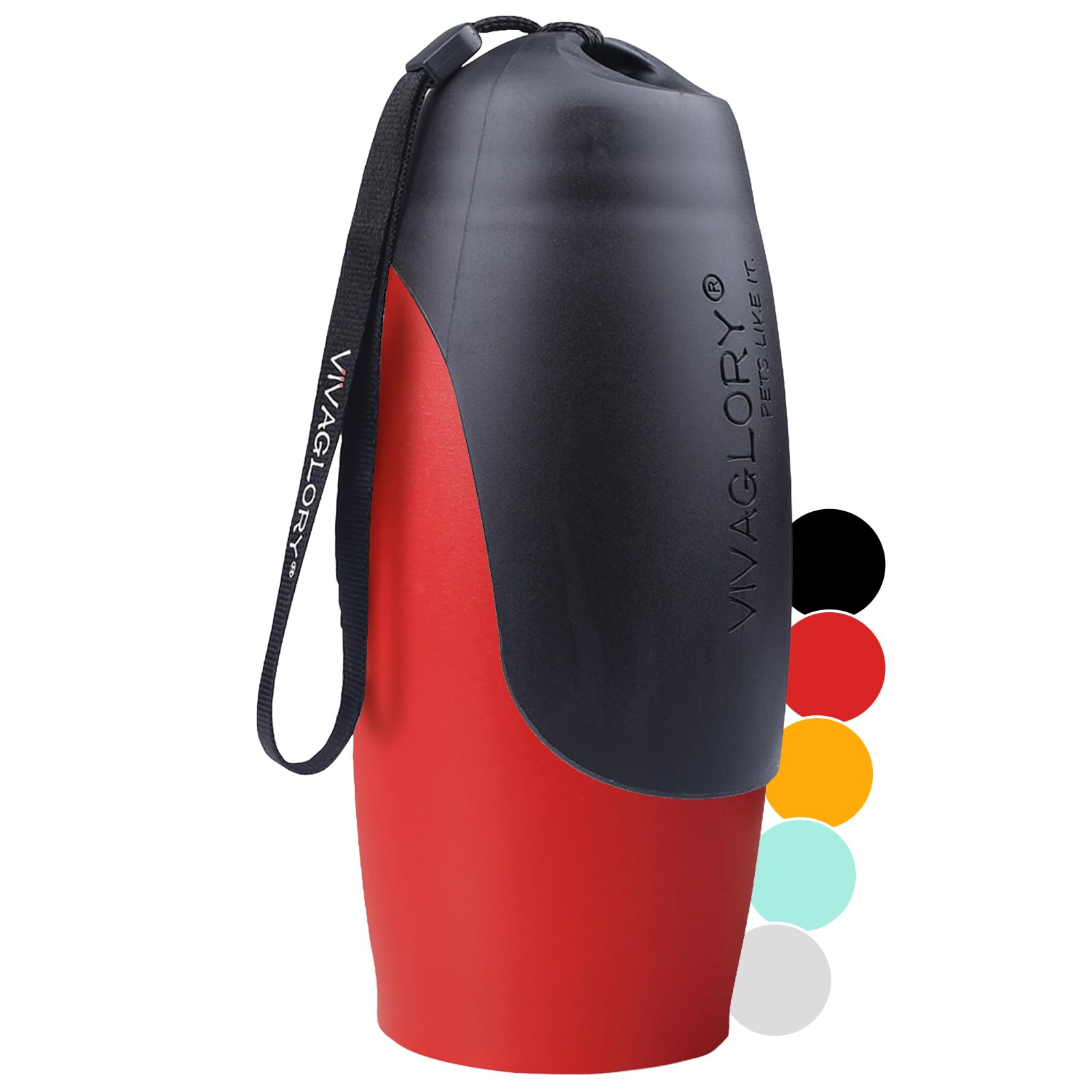 VIVAGLORY Pawhike Dog Water Bottle, Dog Drinking Bottle for Travel & Walking with Strap, Stainless Steel & Portable for Pet Puppy, 750ml, Red