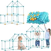 Kids Fort Building Kit, 132pcs Creative Fort Toy STEM Building Educational Toys DIY Castles Play Tent Tower Toys Fort Buildin