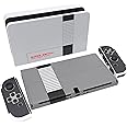 PlayVital Full Set Protective Stickers for Nintendo Switch OLED Model, Customized Vinyl Decal Skins for Switch OLED Console & Joycon & Dock & Grip - Classics NES Style