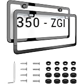 Deselen Black with Chrome Finish License Plate Frame - Stainless Steel Metal Frame with Screw Caps, 2 Pack (Chrome Black(Mirror Finish))