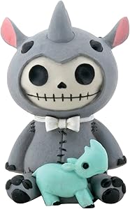 SUMMIT COLLECTION Furrybones Rhino Buster Signature Skeleton in Rhinoceroses Costume with Baby Blue Rhino