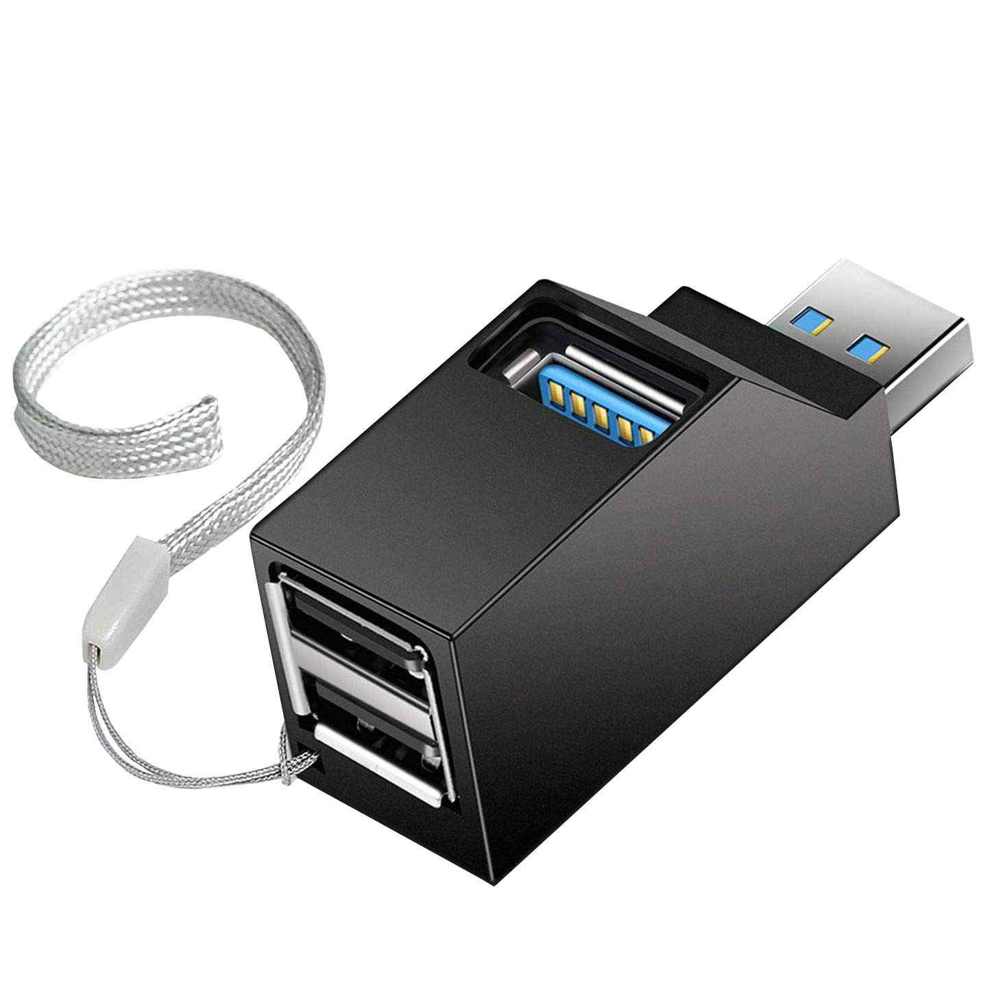 BASIC HOUSE® Mini portable 2-port USB 2.0 + 2-port 3.0 USB Hub Adapter For Notebook Laptop PC (Black)