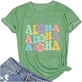 AMWIPE Hawaiian Shirts Women Hawaii Graphic Tees Summer Vacation Hawaiian Tshirt Vintage Hawaii Tropical Tops Outfits