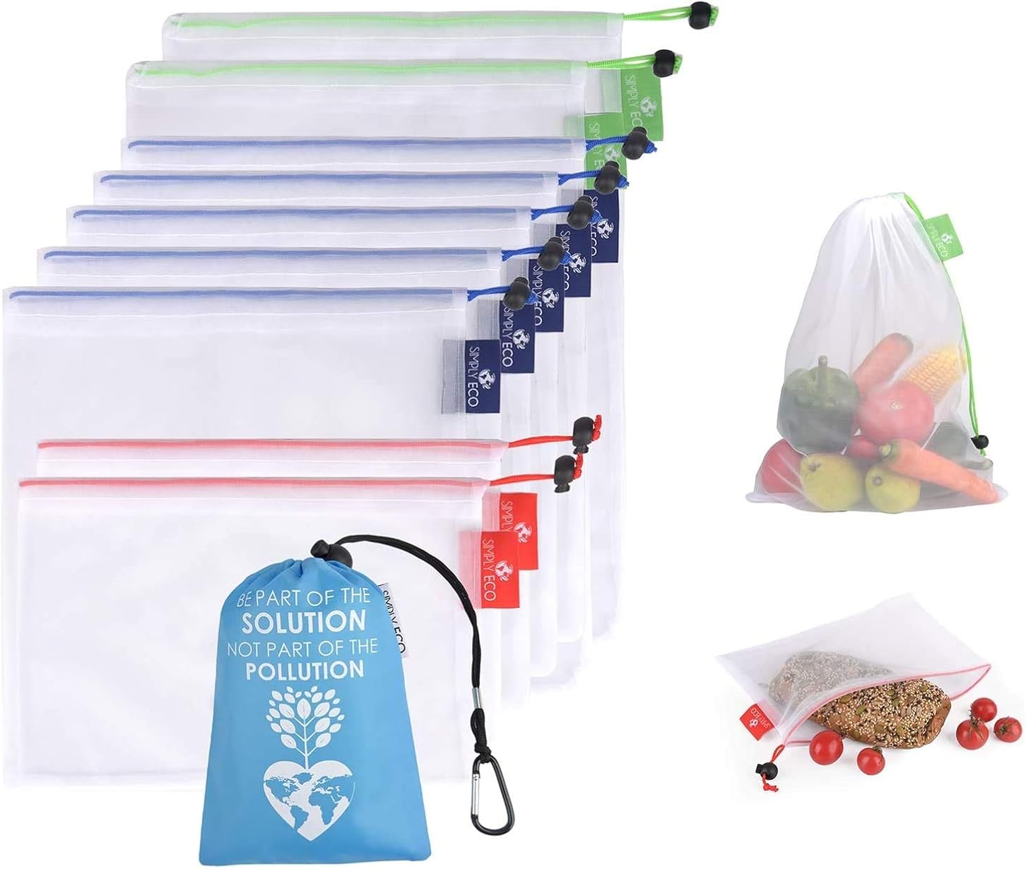 Simply Eco Reusable Bags - Zero Waste & Color-Coded Mesh Produce