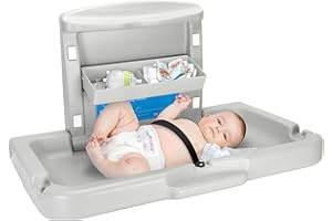 QNEMAEI Commercial Baby Changing Station Diaper Wall Mount, Foldable Baby Change Station/Diaper Adopt HDPE Safe Materials for Baby, 60lb Wall-Mounted Baby Changing Station Table with Storage Box
