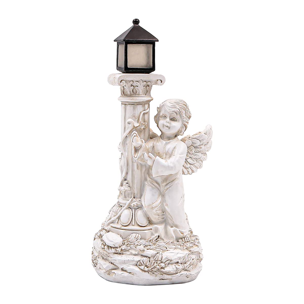 NUZAMAS Solar Powered Garden Ornaments, Decorative Fairy Statue with Solar Lantern Light Outdoor Garden Decoration Ornament Table Top Sculpture Lighting Waterproof Lamp-Right Side