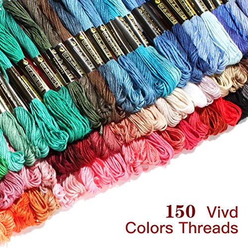 MoloTAR Rainbow Color Embroidery, Cross Stitch Threads, Bracelets, Crafts Floss,150 Skeins