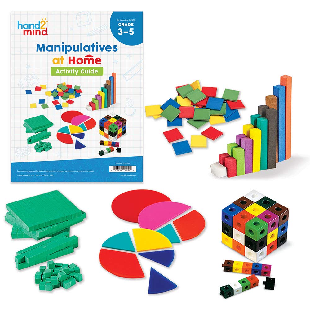 Learning Resources Take-Home Manipulatives Kit (Ages 8-10) Maths Learning Kit for Home Learning with Base Ten Blocks, Snap Cubes, Colour Tiles & Angle Circles