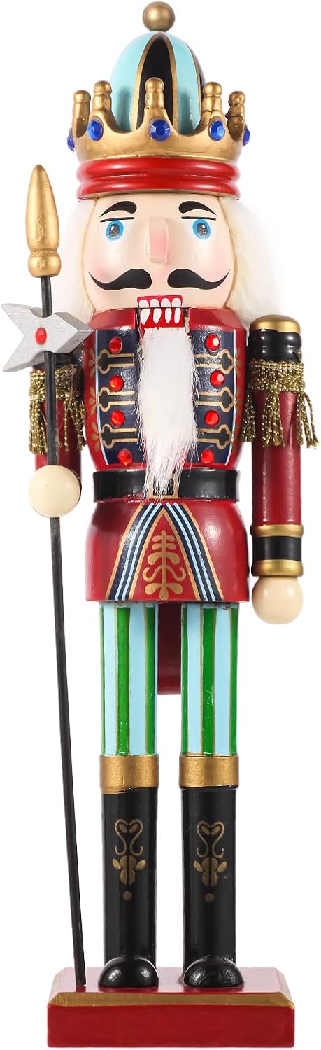 Nutcrackers - SurpriseSeptember Christmas Nutcracker Ornament,12 inch Traditional Painted Wooden Nutcracker Soldier Doll, Nutcracker Figures Holiday Party Tabletop Christmas Decorations(Pikeman)