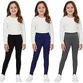 HILEELANG Cotton Leggings, Soft Stretch Pull-On Pants for Kids, Basic Solid Color Leggings, Sizes 4–14 Years