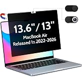 Peslv Magnetic Privacy Screen for Macbook Air 13.6/13 Inch (2022-2026, M2, M3, M4, M5), Removable Matte Anti Glare Blue Light Protector Private Security Filter for 13.6inch Mac Laptop Computer