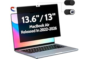 Peslv Magnetic Privacy Screen for Macbook Air 13.6/13 Inch (2022-2026, M2, M3, M4, M5), Removable Matte Anti Glare Blue Light