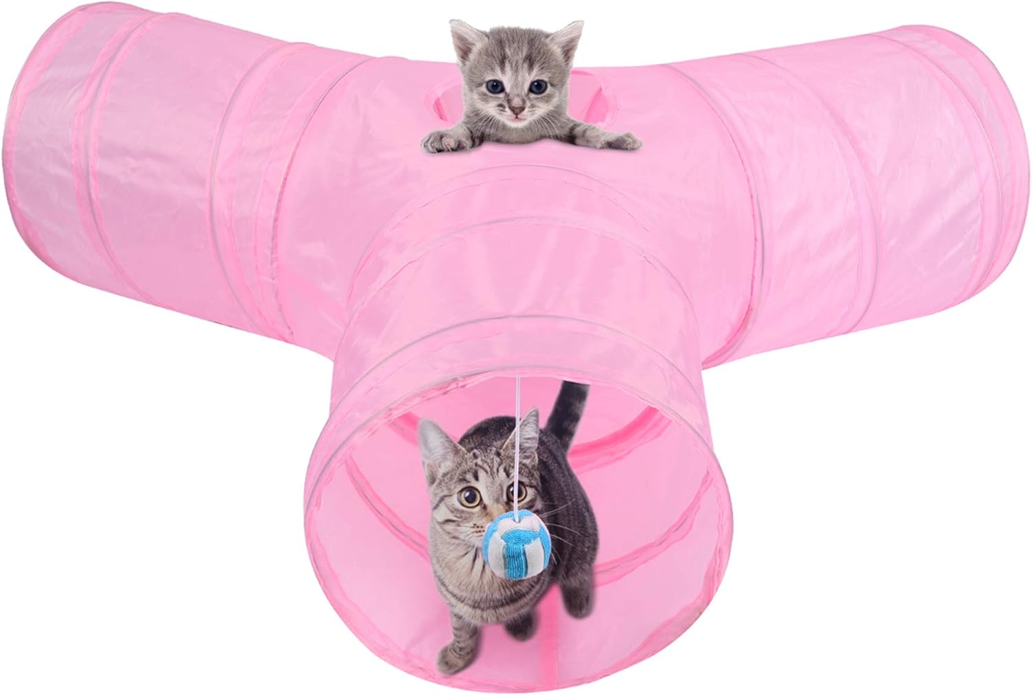 MFEI Cat Tunnels for Indoor Cats Pink,Kitten Play Tunnel