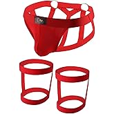 Evankin Men's Underwear Set Hollow out Brief Sexy Low Rise Jockstrap Underpants Athletic Supporter Leg Strap Thong Lingeire