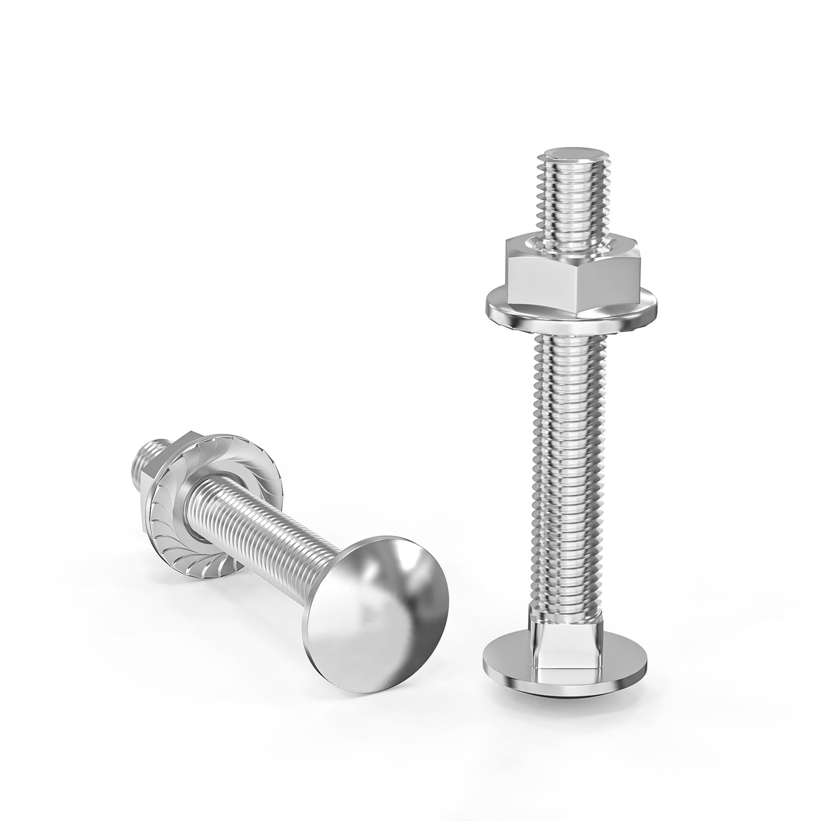 ORTAVA Carriage Bolts M6 x 40 Galvanised DIN 603 (Pack of 20), with Hexagonal Flange Nut, Made of Stainless Steel A2 V2A, Half Round Head Square Lock Screws