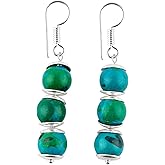 NJCRAFT Natural Gemstone 8MM Beads Earrings for Women, Yoga Jewelry, Meditation Earring, Crystals Earring, Round Beads, Energy Healing Crystals, Gift for Her,Gemstone Jewelry