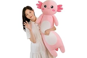 Somao Long Axolotl Plush Pillow, Cute Axolotl Stuffed Animal Body Plush Soft Plushies Doll Toy for Girls Boys(65cm/25.5inch,Pink)