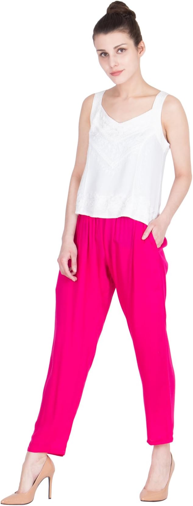 LUJOSO Women's Viscose Solid Comfort Fit Palazzo
