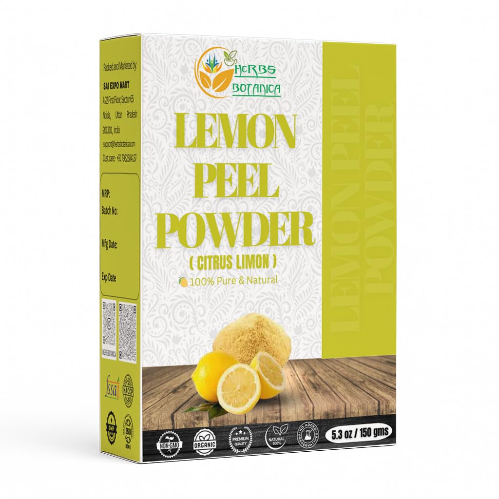 Herbs Botanica Organic Lemon Peel Powder Citrus Peel Organic 5.3 oz /150 gms 100% Natural | Anti Tan Face Mask, Face Pack — image 1