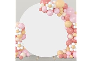 GUANSEN 7.5FT White Round Backdrop Cover Polyester Fitted Round Wedding Arch Cover, Circle Balloon Arch Backdrop Stand Covers for Wedding Birthday Party Baby Shower Decoration