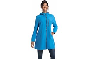 jiehan Women's Waterproof Rain Jacket Long Lined Raincoat with Fixed Hood Lightweight Spring Trench Coat