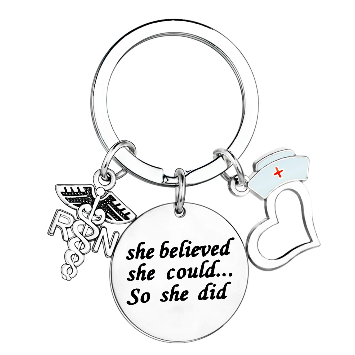 MADHAHEFU Nurse Gifts Inspirational Gifts for Nurse Keychain Graduation Gifts For Nurse Nursing Pendant Jewellery (She Believed she Could)
